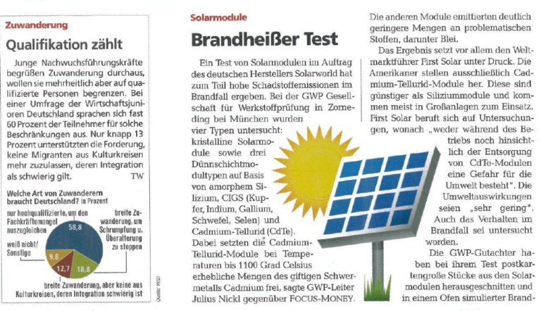 Artikel Prüfung Solarmodul