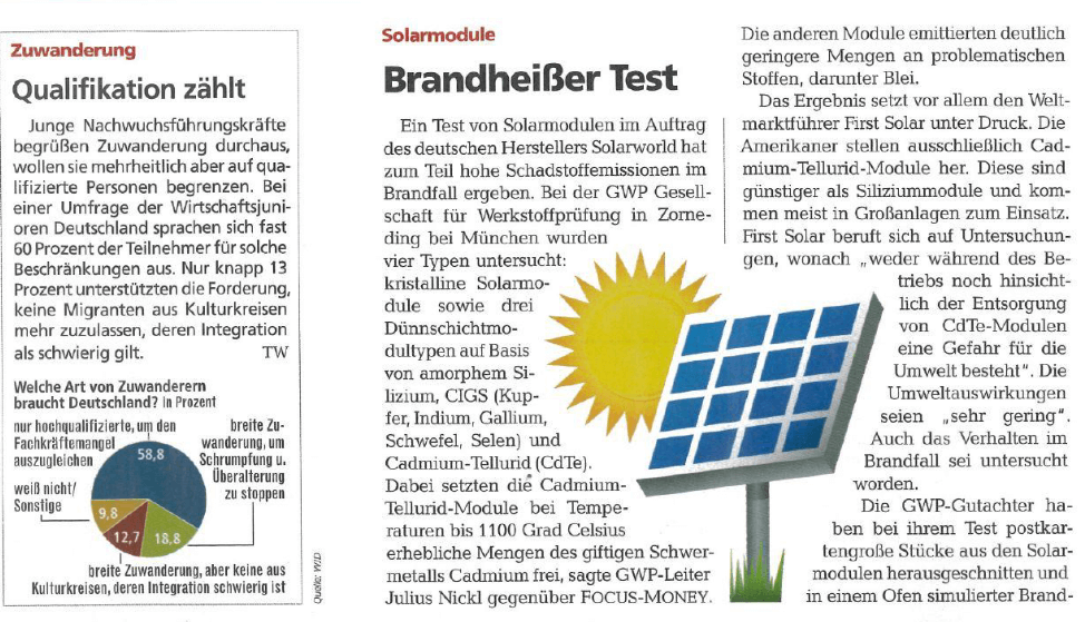 Artikel Prüfung Solarmodul